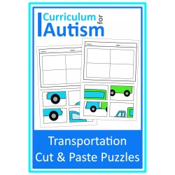 Transportation Colored Cut Paste Puzzles 